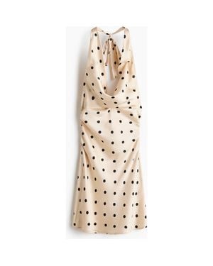 H&M Halterneck Satin Dress - Natural