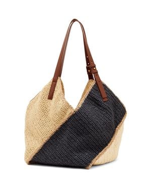 Reiss Farrah Raffia Effect Colorblock Tote - Blue