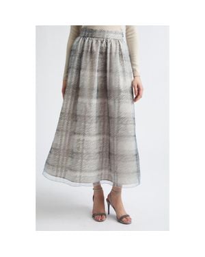 Eleventy Plaid Print Skirt - Gray