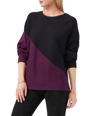 Vince Camuto Asymmetric Colorblock Cotton Blend Sweater - Black