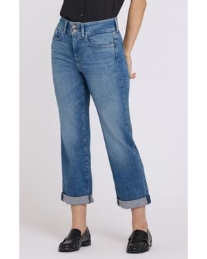 NYDJ Bailey High Waist Crop Relaxed Straight Leg Jeans - Blue