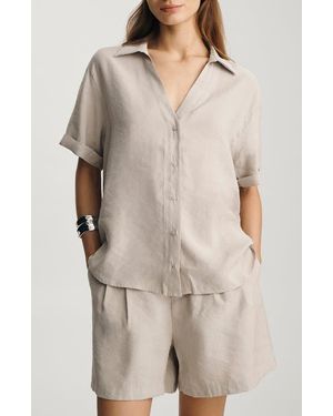 Mavi Short Sleeve Modal Blend Shirt - Natural