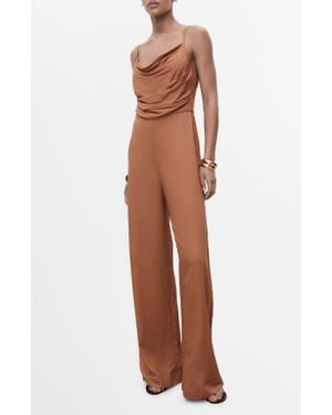 Mango Cowl Neck Wide Leg Jumpsuit - Brown
