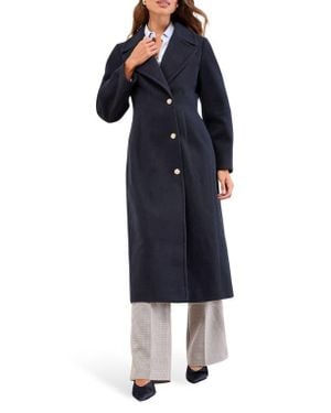 Lipsy Button Longline Coat - Blue