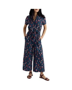 Seasalt Cornwall Treen Cove Floral Linen Jumpsuit - Blue