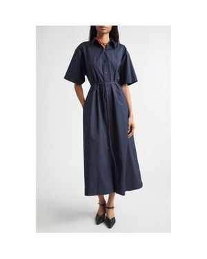 Plan C Oversize Cotton Shirtdress - Blue