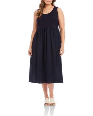 Karen Kane Sleeveless Contrast Midi Dress - Blue