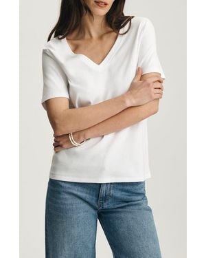 Mavi Olivia V-Neck Cotton T-Shirt - Gray