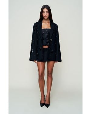 GUIZIO Embellished Oversized Blazer - Blue