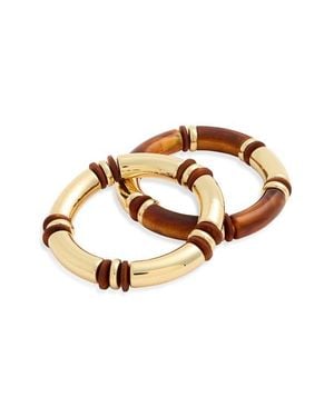 Nordstrom Set Of 2 Tube Bead Stretch Bracelets - Metallic