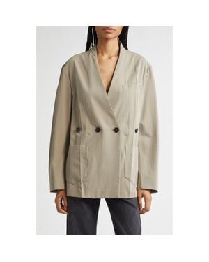 Setchu Origami Belted Virgin Wool & Cotton Jacket - Natural