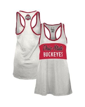 Pressbox Scarlet Ohio State Buckeyes Tracy Racerback Burnout Tank Top - Gray