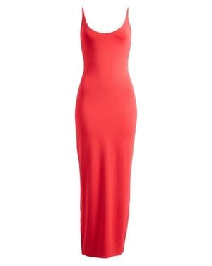 Skims Smooth Lounge Skimpy Scoop Neck Maxi Dress - Red