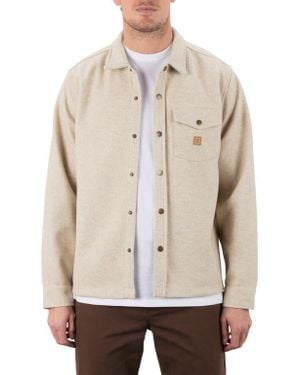 Hurley Santa Cruz Seaside Solid Flannel Button-Up Shirt Jacket - Natural