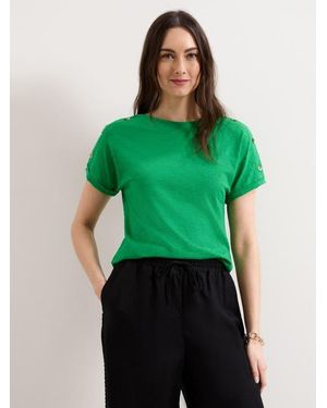 Phase Eight Suzie Shoulder-Button Relaxed T-Shirt - Green