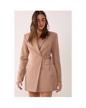 Nasty Gal Shoulder Pad Blazer Dress - Brown