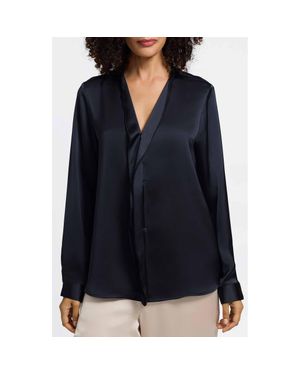 Foxcroft Rosale Ruffle Placket Button-Up Shirt - Blue