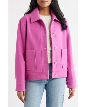 Cece Jewel Button Flannel Jacket - Pink
