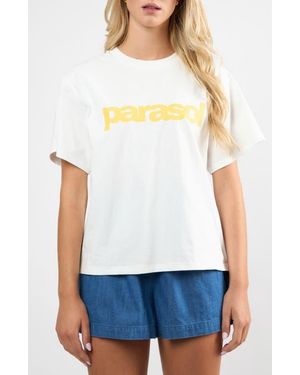 Viens Avec Moi Parasol Graphic Cotton T-Shirt - White