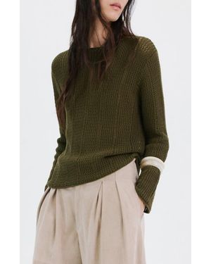 Mango Open Stitch Sweater - Green