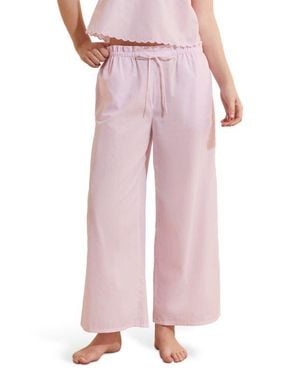 Etam Time Striped Cotton Pajama Pants - Pink