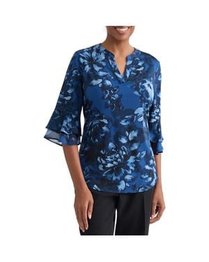 Kasper Floral Print Top - Blue
