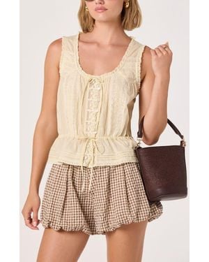 Astr Shreya Lace Detail Cotton Top - Natural