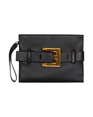 Balmain Anthem Smooth Leather Clutch - Black