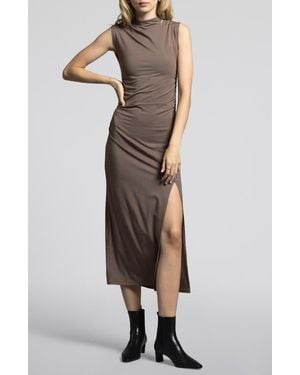 WEEKEND LOS ANGELES Rose Ruched Mock Neck Maxi Dress - Purple