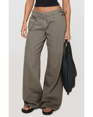 Princess Polly Paltrow Low Rise Wide Leg Cargo Jeans - Gray