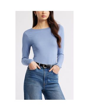 Open Edit Cowl Back Long Sleeve Shirt - Blue
