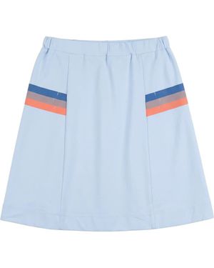 Puddles Multi Color Stripe Elastic Waist Side Panel Midi Skirt - Blue