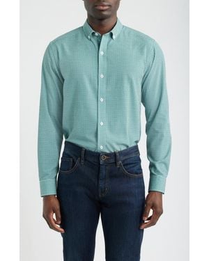 Johnston & Murphy Xc+ Performance Game Day Gingham Button-Up Shirt - Blue