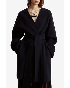 Marina Moscone Double Faced Wool Cocoon Coat - Blue