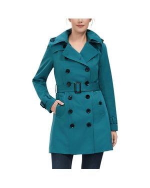 Kimi + Kai Rosie Hooded Trench Coat - Blue