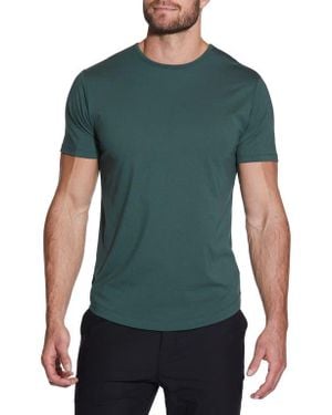 Cuts Ao Curve Hem Cotton Blend T-Shirt - Green