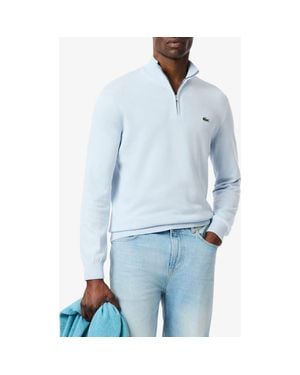 Lacoste Regular Fit Quarter Zip Sweater - Blue