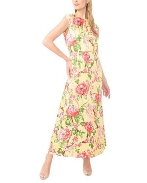 Ted Baker Floral Gathered Neck Midi Dress - White