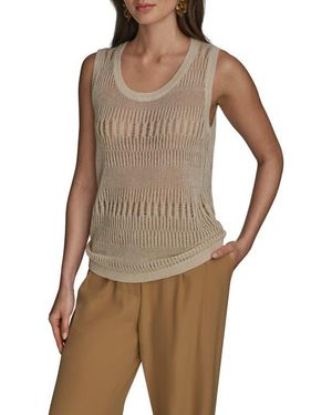 Donna Karan Open Stitch Sweater Tank - Brown
