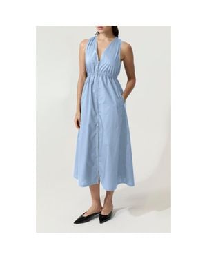 DELUC Rubbens Front Zip Sleeveless Maxi Dress - Blue