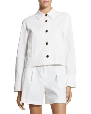 Theory Linen Blend Crop Shirt Jacket - White