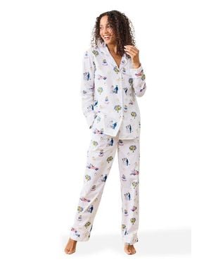 Printfresh Long Pj Set - White