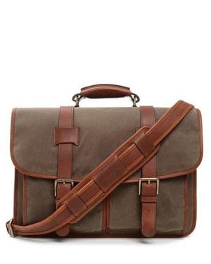 Korchmar Garfield Waxed Canvas Briefcase - Brown