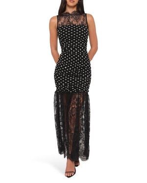 Petal & Pup Jubilee Mixed Media Lace & Mesh Maxi Dress - Black