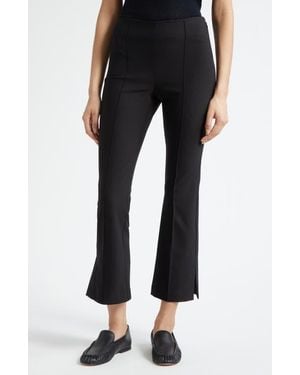 Vince Mid Rise Crop Flare Pants With Side Split Hem - Black
