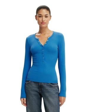 Cotton On Blake Henley Long Sleeve - Blue