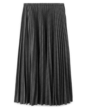 Mango Check Pleated Maxi Skirt - Gray