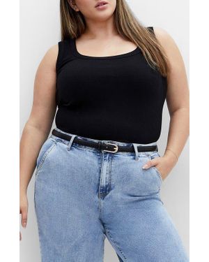 City Chic Lana Stretch Cotton Rib Tank - Black