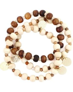 Panacea Set Of 3 Tiger's Eye & Howlite Stretch Bracelets - Metallic