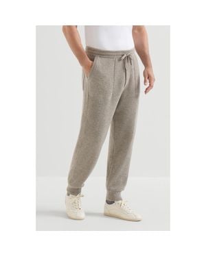Brunello Cucinelli Cashmere English Rib Knit Sweatpants - Gray
